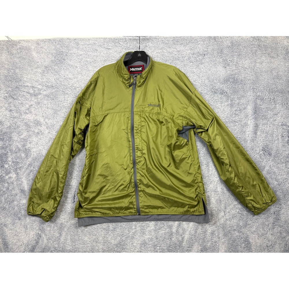 Marmot Mens L Green Windbreaker Jacket Driclime Fleece Lined Hiking Gorpcore
